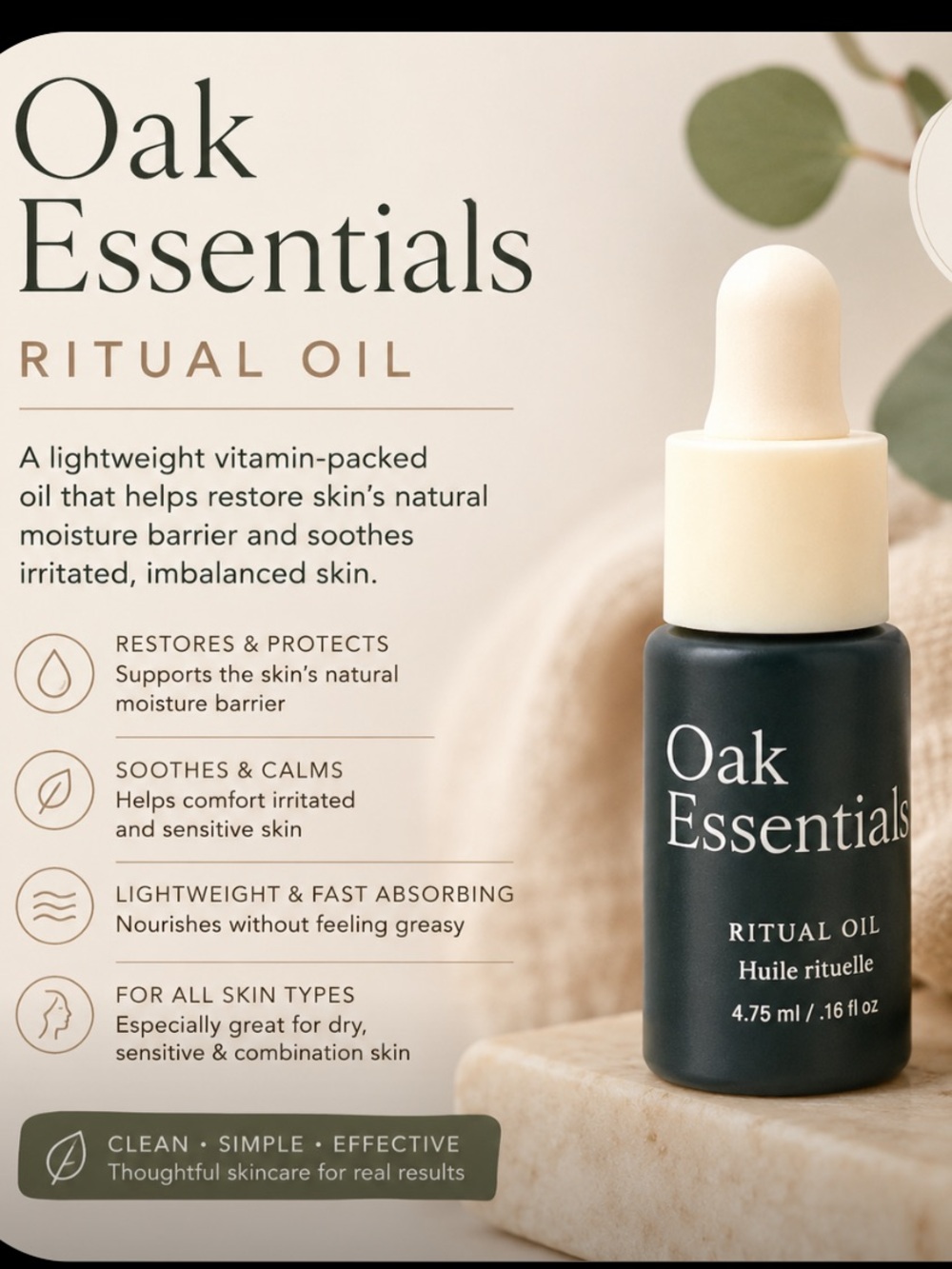 Essentials Ritual Oil — Cream & Black Nourishing Face Oil